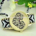 Heart pattern dial hand braided fabric strap watch